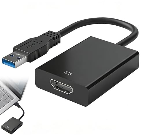 DUSEKI Adaptador USB 3.0 a HDMI 1080p Macho a Hembra Convertidor Cable Gráfico de Vídeo Audio Multi Moniteur Convertidor para PC Portátil Monitor HDTV Proyector Plug and Play Sin Controlador