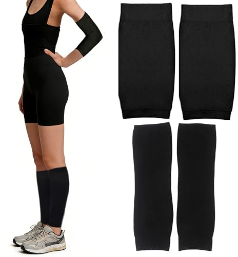 Hayaww 2 Paar Unterarm Tattoo Abdeckungen Armsleeve Oberarm Bandage Zum Abdecken Waden Stützstrümpfe UV Schutz Ärmlinge ohne Füße Stützstrümpfe Für Von Tattoos Und Als Sonnenschutz Und Sport