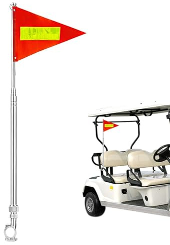 Bandiera di sicurezza per bici - Gagliardetto riflettente impermeabile retrattile, bandiera da 172 g con striscia riflettente - Per carrello da golf all'aperto Bambini Scooter per adulti Motocicletta