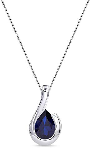 MIORE Halskette Damen mit Tropfen Kettenanhänger Edelstein-Geburtsstein Saphir- Rubin- Smaragd- Topas-Amethyst Kette aus Weißgold 9 Karat- 375 Gold, Länge 45 cm Schmuck