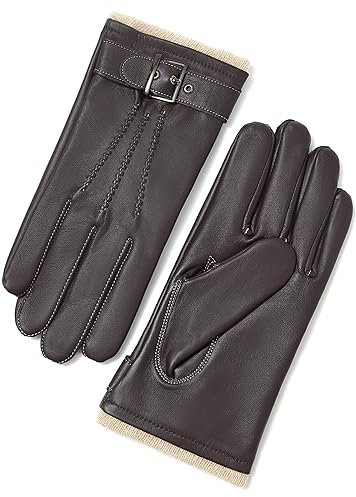 YISEVEN Herren Lederhandschuhe Kaschmir Gefüttert Touchscreen Warm Echtleder Winter Handschuhe Lammfell Herrenhandschuhe Männer Autohandschuhe Geschenk, Braun Mittel/9.0
