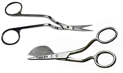 15,2 cm Edelstahl-Scheren-Klinge mit abgesetztem Griff und 15,2 cm Maschinenstickerei doppelt gebogene Schere Bundle