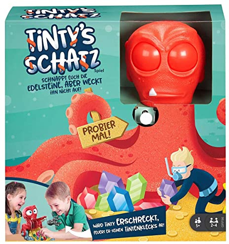 Mattel Games GRF96 - Tinty's Schatz Spiel für Kinder mit Oktopus, Edelsteinen und Tintenklecks, Geschenk für Kinder ab 5 Jahren