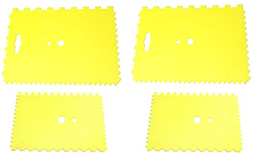 AERZETIX - C49998 - Satz von 4 - Gezahnte Spatel - 178x132mm und 133x91mm - gekerbter Spatel - Zahnspachtel - Handwerkzeug für Putz/Klebstoff/Gips - aus Kunststoff