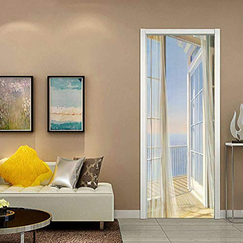 3D Türaufkleber 100x200cm Meer im Freien Türtapete selbstklebend Fototapete Türpanel Türposter Türfolie Türsticker PVC Wasserfest Wandbild Wandaufkleber Für Wohnzimmer kinder bad Schlafzimmer