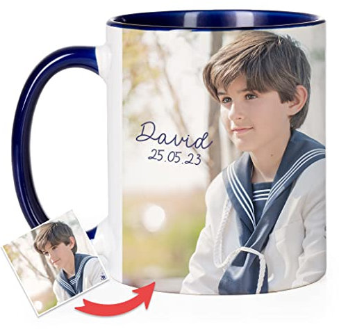 Wanapix | Tazza Personalizzata Con Foto e Testo | 325 ml | Tazza Personalizzata Ceramica | Mug | Regalo Originale | BLU