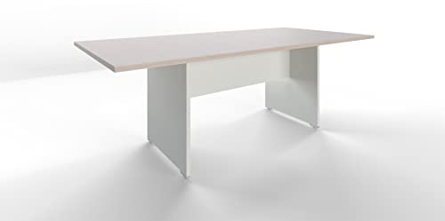 Tavolo Riunioni Rettangolare in legno - Rovere Bianco - 210x100x73,6 cm