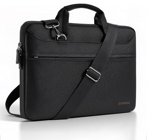 DOMISO laptoptasche 14 zoll, laptoptasche für 14 Zoll HP Lenovo Dell XPS 15, für 15 zoll MacBook Air M4 M3 M2/MacBook Pro, Wasserabweisende laptop hülle 14 zoll, laptop hülle mit Schultergurt, Schwarz