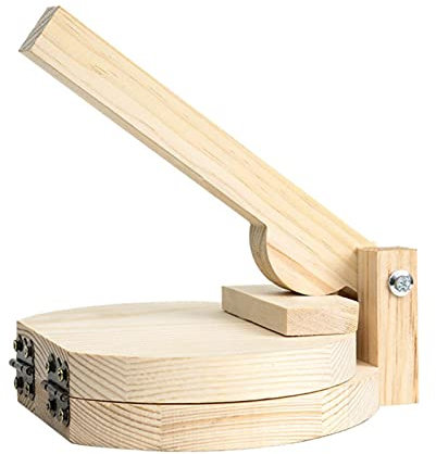 Prensa de tortilla de madera, fabricante de tortillas, prensa de tortilla de harina, prensa de Rotis, prensa de masa (color : círculo de madera)
