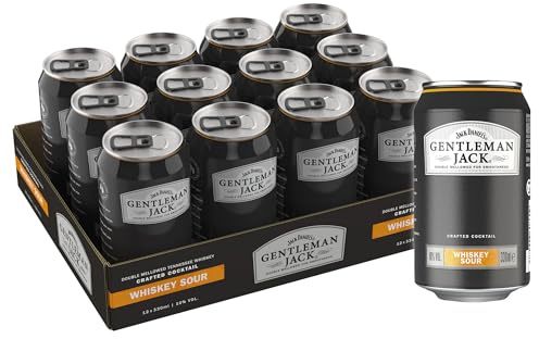 Jack Daniel's Gentleman Jack Whiskey Sour 12 x 0,33l Dose-10% Vol. | Für Premium-Cocktail-Fans; ideal für stilvolle Momente & besondere Anlässe; mild-zitroniger Whiskey Sour