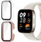 KUSINHOKA Cover per Xiaomi Redmi Watch 3, [2 Pezzi] Custodia Protezione in Vetro Temperato Integrata, Schermo Protettiva Ultra Sottile HD Clear PC Rigida Cover per Redmi Watch 3, Rosa + Trasparente
