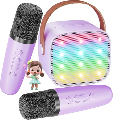 BONAOK Karaoke Mikrofon Kinder, Bluetooth Karaokemaschinen für Kinder Erwachsene, Karaoke-Player Mikrofon zum Aufladen, Kinder Karaoke Maschine(Lila)