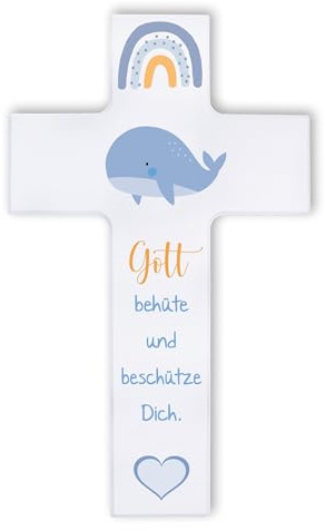 Fritz Cox Kinderkreuz WAL | christliches Geschenk für Kinder | Gotte behüte und beschütze blau,20cm