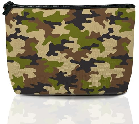 Camouflage Print Travel Makeup Bag,Abstract Modern Cosmetic Bags Small Waterproof Zipper Women Purse Mini Portable Traveling Organizer Pouch for Ladies Thanksgiving Gifts
