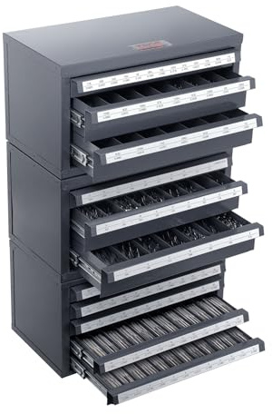 VEVOR Dispensador de Brocas 3 Piezas 116 Compartimentos en Total, Caja de Almacenamiento de Brocas Caja de Brocas Vacía, Fácil Identificación, Apilable, Almacenamiento de Brocas de Taller