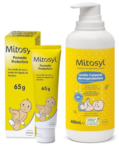 Mitosyl - Crema de pañal protectora - Previene y trata las irritaciones de la piel del bebé por rozaduras del pañal - 65gr + Mitosyl Loción Corporal Dermoprotectora para bebés 400ml
