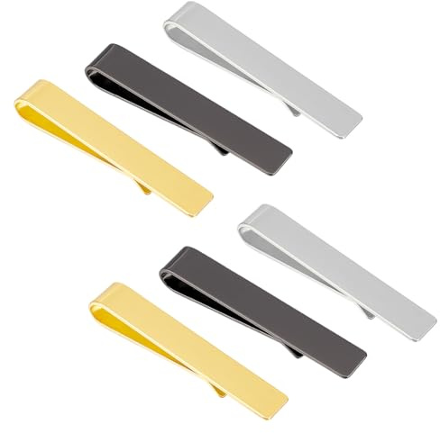 UNICRAFTALE 6 Stück 3 Farben Krawattenklammer Für Männer 304 Edelstahl Krawattenklammer Rechteckige Krawattennadel Krawattennadel Gold Personalisiertes Design Krawattennadel Für Männer Alltag Geschäft