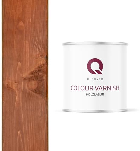 Q-Cover Holzlasur Mahagoni 2.5L (ca.13m²-1 Anstrich) Satin Holzschutz Holzschutzlasur Lasur Wasserbasierte Innen Außen Lasur Abperleffekt Für Holz