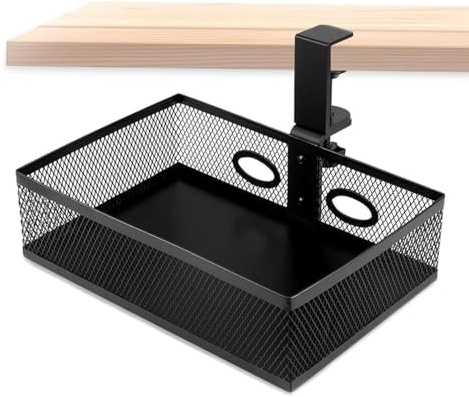 Cobenga Netz-Schreibtisch-Organizer, 360° drehbarer Clip-On-Organizer für unter die Schreibtischschublade, drehbarer versteckter Schreibtisch-Organizer