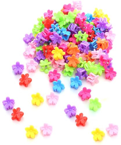 JEXOWIQ 50 pcs Haarklammer Clips,haarschmuck mädchen,Kunststoff Blumen Mini Haarclips Perlen Bunte Perle Haarspangen Haarperlen Clip Klein Haargreifer für Mädchen Frauen