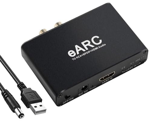 Convertitore audio HDMI EARC arc, supporto per ingresso EARC e arc, ritorno audio arc, canale HD 5.1 e HD 7.1, frequenza di campionamento audio a 24 bit / 192khz, convertitore audio RCA 3,5 mm