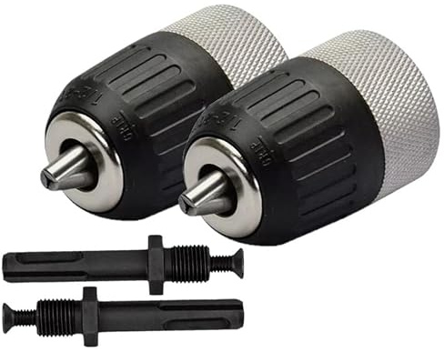 Unibos | 2 PCs 1-13MM Keyless Drill Chuck with SDS Plus Adaptor, Professional Heavy Duty 1/2-20UNF Mount Quick Change Drill Chuck Adapter Converter Tool (2)