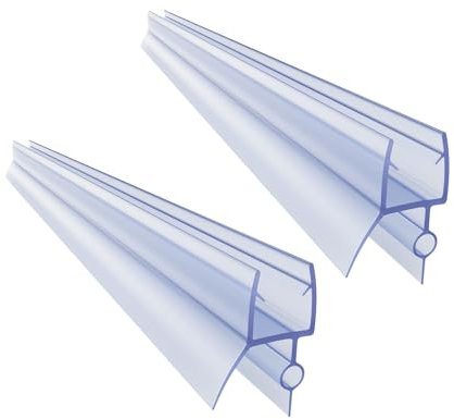Confezione da 2 guarnizioni inferiori impermeabili per porta della doccia, lunghezza totale 140 cm, per porte in vetro senza cornice, tagliabili (10 mm)