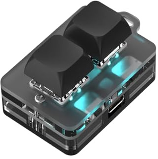 LICAEVEY USB 2-Key Mini Keypad, Support Programming Macro and Software Blue Switch Custom Keyboard with RGB Light, Support Bluetooth and USB C Connection