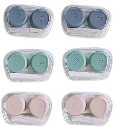 YKuzLx 6 Pack Contact Lens Case, Portable Contact Case with Applicator Tool Tweezer, for Travel Outdoor Home Office Dormitory and Daily Use,Colorful(Yellow,Blue,Green)