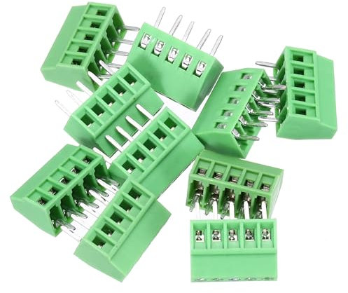 sourcing map 10PCS 5-Pin PCB Mount Screw Terminal Block Connectors 2.54mm/0.1inch Pitch Circuit Board Connectors for Home Appliances, Industrial Projects