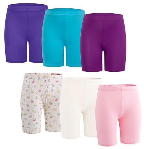 Coralup 6 Pack Girls Dance Shorts Breathable Bike Shorts for Sports Play Underdress 3-12Y