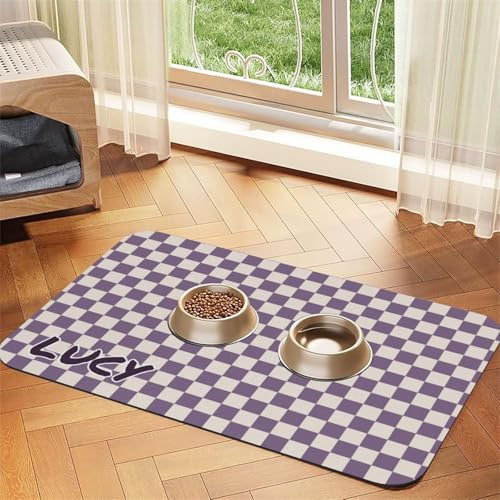 Naispanda Tapis de Nourriture pour Chien Personnalisé Set de Table Personnalisé pour Animal Domestique Set de Table pour Bol d'eau pour Chien et Chat avec Photo et Nom Antidérapant et Imperméable