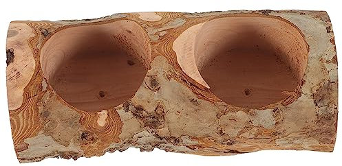 BCOATH Hamster Futternapf Aus Holz Mit Doppelkammer Robust Und Bruchfest Für Meerschweinchen Chinchilla Und Kleintiere Stabile Basis Natürlicher Futternapf Für Kleine Haustiere