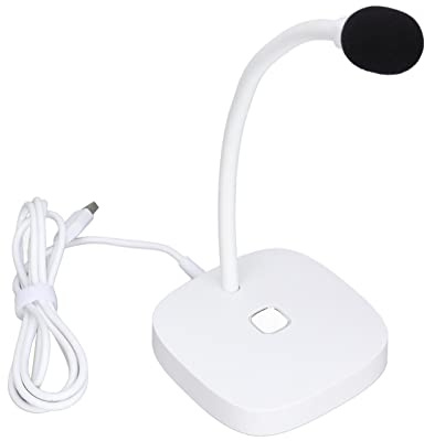 Yunseity Microfono USB da Tavolo con Mute Funzione, Microfono A TORDENSATORE USB OMNIDIREZIONALE con CONTOLO TOUC (White)