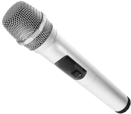 BRIGHTFUFU Microfono Giocattolo Abs per Prop Microfono Realistico per Feste e Karaoke Accessorio per Gioco di Ruolo su Palco Design con Base Nera Resistente e Durevole