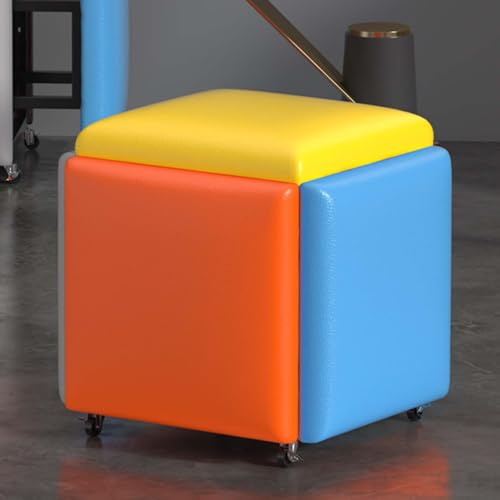 Sgabello impilabile 5 in 1 con ruote, poggiapiedi versatile e ottomano portaoggetti per soggiorno, divano e poltrona, mobili eleganti e funzionali per la casa