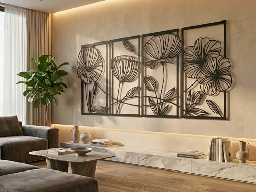 VAILLA Blume Des Lebens Wanddeko aus Holz 3D – Wandbild Wohnzimmer Büro | MDF Sperrholz, Lasergeschnitten, Botanik Blüten, 5 Größen, Schwarz Grau Gold, personalisierbar, Esszimmer Küche Eingang Flur
