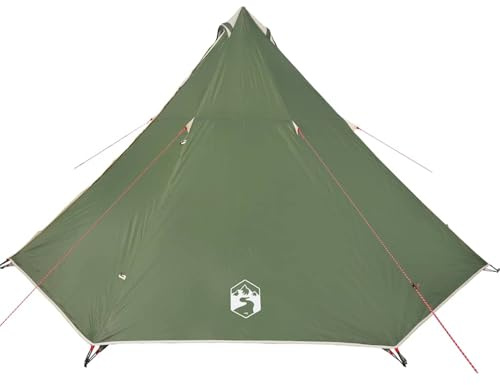 WGYHOME Tipi-Familienzelt 8 Personen Grün | 185T Polyester PU-beschichtet | wasserdicht, Winddicht, mit E-Anschluss & Lüftung | Camping, Festival, Garten
