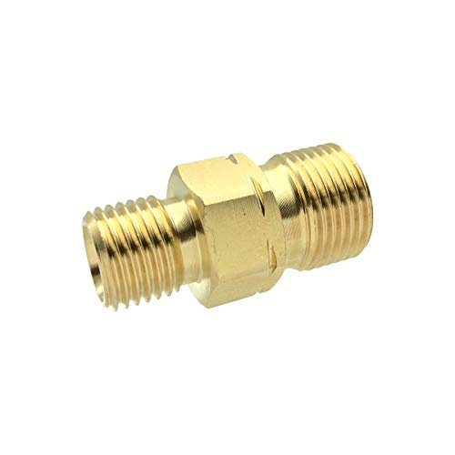 GOK Gasschlauch-Verbinder, Gasschlauch Adapter 1/4'' RH x 3/8'' LH, Messing, konisch dichtend, Sechskant, für Propan-Gasinstallation und Gasschlauch Verlängerung