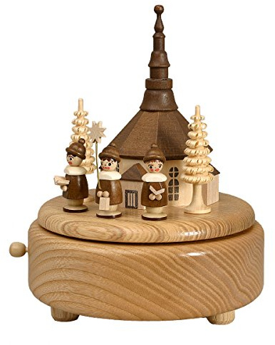 Rudolphs Schatzkiste Spieldose mit Kirche Kurrende Natur BxHxT 13x16x13cm NEU Spieluhr Spielwerk Musikdose Musik Figur Seiffen Erzgebirge Holz Dekoration Weihnachten