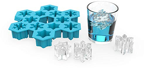 TrueZoo Snowflake Silicone Ice Cube Tray, Flexible Ice Mold for Whiskey, Cocktails, Jello Shots, Chocolates, Desserts, Crafts, Frozen Treats, Kitchen & Home Bar Gifts, Set of 1, Blue