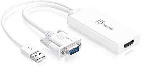 j5create HDMI to VGA Adapter- 4K 1080p @ 60 Hz | 1.62 Gbps and 2.7 Gbps | Compatible with Apple iMac or MacBook, PC, HDTV, Projectors and More