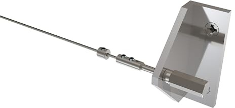 INTERDECO Seilspanngarnitur und Seilspanner-Set, aus Metall, Verchromt, inkl. 5 m Stahl-Spannseil, kürzbar, zur Wand- und Deckenmontage, Typ 9110003