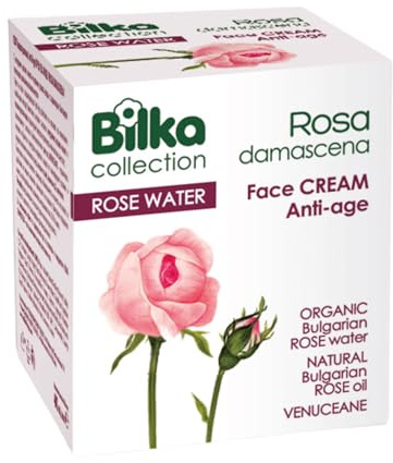 Bilka Collection Rosa Damascena Anti-aging ansiktskräm – anti-rynk fuktkräm med organiskt rosenvatten, naturlig bulgarisk rosolja, Venuceane, sheasmör och D-pantenol, 40 ml