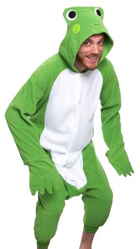 Funziez! Onesie halloweendräkt för vuxna – djur och havsdjur – plysch one-piece cosplay kostym för vuxna, män och kvinnor, padda, XL