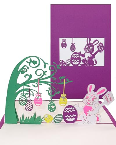 Cartolina pop up 3D carta “Frohe Ostern” – Biglietto con busta, Biglietto di Pasqua tridimensionale, unico nel suo genere come biglietto di auguri, regalo e voucher