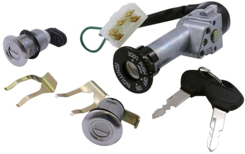 2EXTREME Schlosssatz kompatibel mit KYMCO Fever ZX 2 50, Fever ZXII, KB 50 | Alle Fahrzeugschlösser plus 2 neue Schlüssel; Vergleichsnummer 6615, Gesamtlänge ohne Kabel 12,5 cm, Bohrungsabstand 1,3 cm