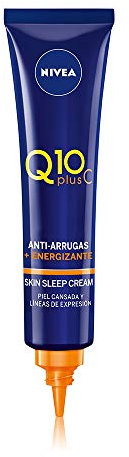NIVEA Q10plusC Anti-Arrugas + Energizante Skin Sleep Cream Cuidado de Noche (1 x 40 ml), crema de noche, crema energizante, crema de cara con vitamina C y coenzima Q10
