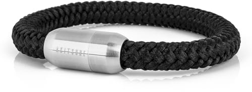 Akitsune Portus segelrep armband | magnetisk kapselstängning armsmycken kvinnor ankare män maritim – silver, 22 centimeters, Nylon