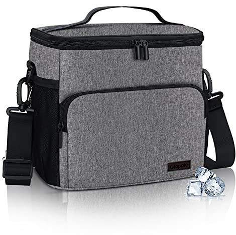 Gloppie Kühltasche 10L Picknicktasche Lunchtasche Mittagessen Tasche Thermotasche Isoliertasche für Schule, Büro, Sport, Einkauf und Outdoor Reisen, Grau